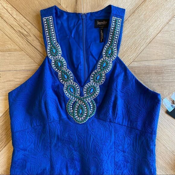NWT!  Laundry sleeveless Tide Pool blue dress 14 - Picture 4 of 11